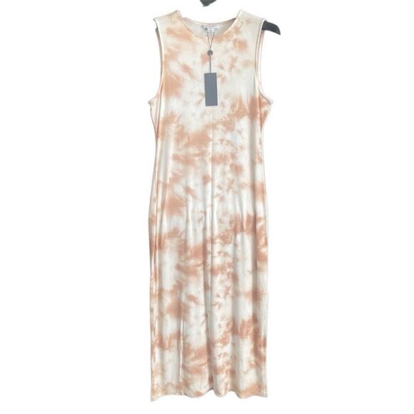 NWT Gianni Bini Tan/Cream Tie Dyed Print Ribbed Maxi Dress. Size Large. - Picture 2 of 9